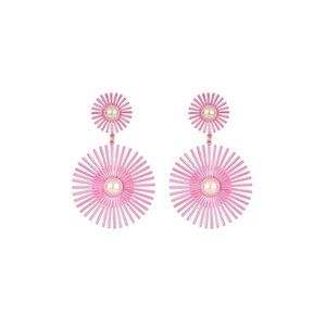 Tell Your Tale Starburst Pearl Circle Earrings Light Pink NWT